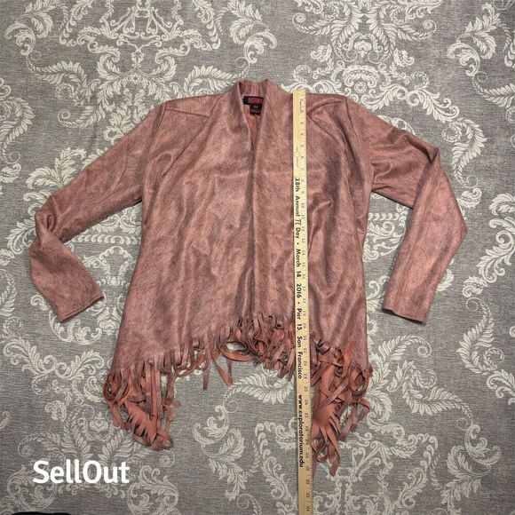 Rock & Roll Denim Women's Pink Fringe Jacket M Western Snake Print - Picture 5 of 8
